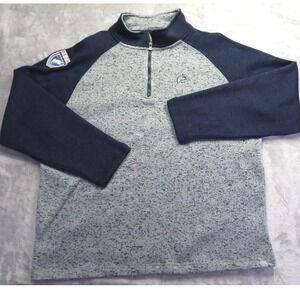 Ducks Unlimited Men's XXL 1/4 Zip Pullover Gray Navy Blue Fleece Lined